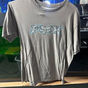Fox Men's Charcoal T-Shirt with Teal Logo